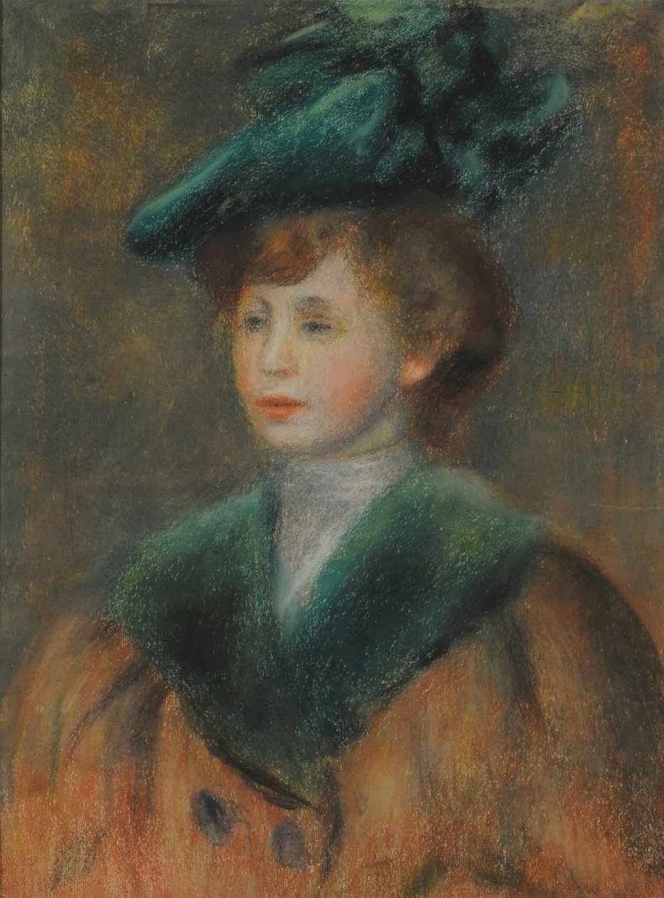 Portret van een Jonge Vrouw met Groene Hoed door Pierre Auguste Renoir