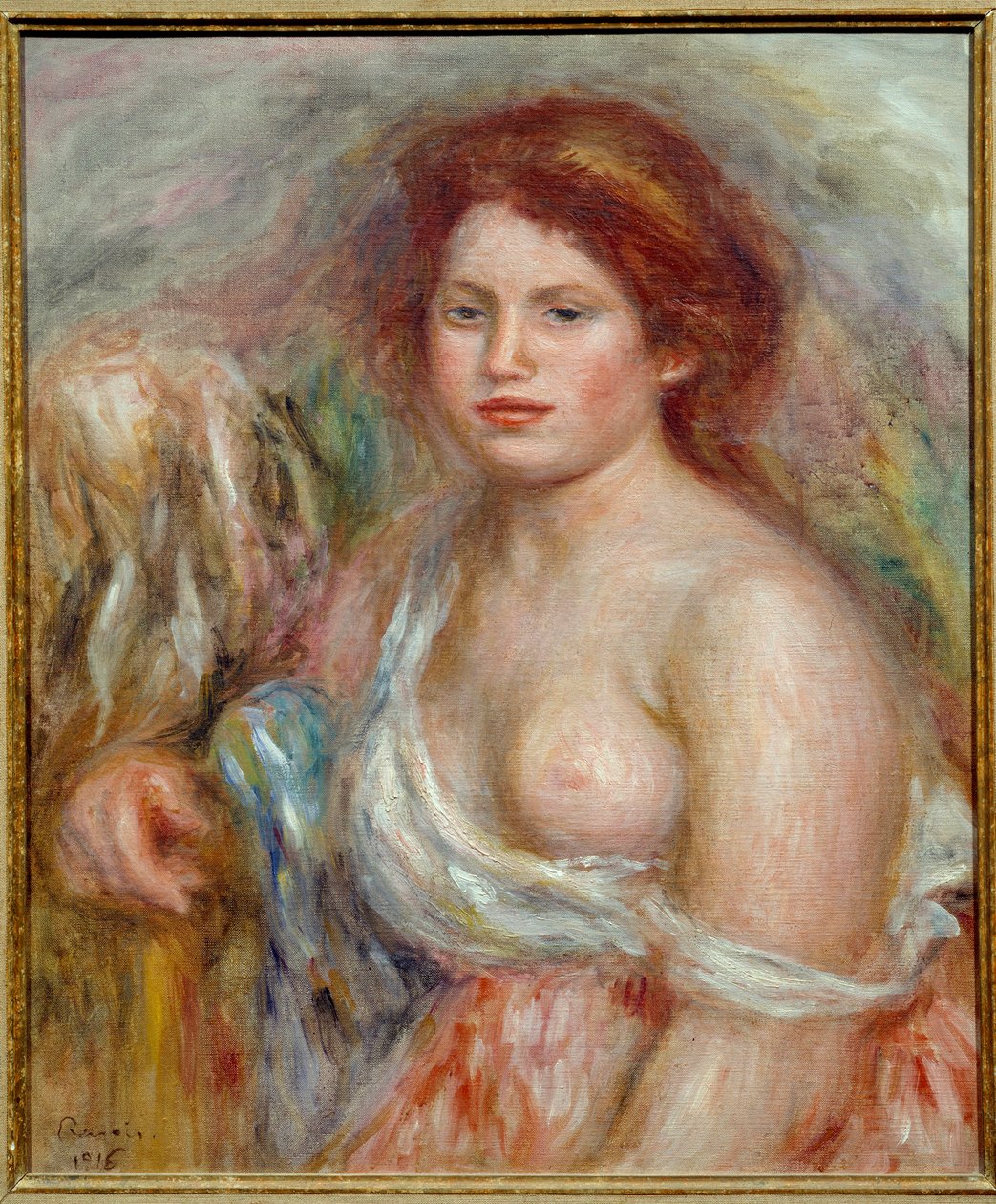 Portret van het model in buste Schilderij door Pierre Auguste Renoir door Pierre-Auguste Renoir