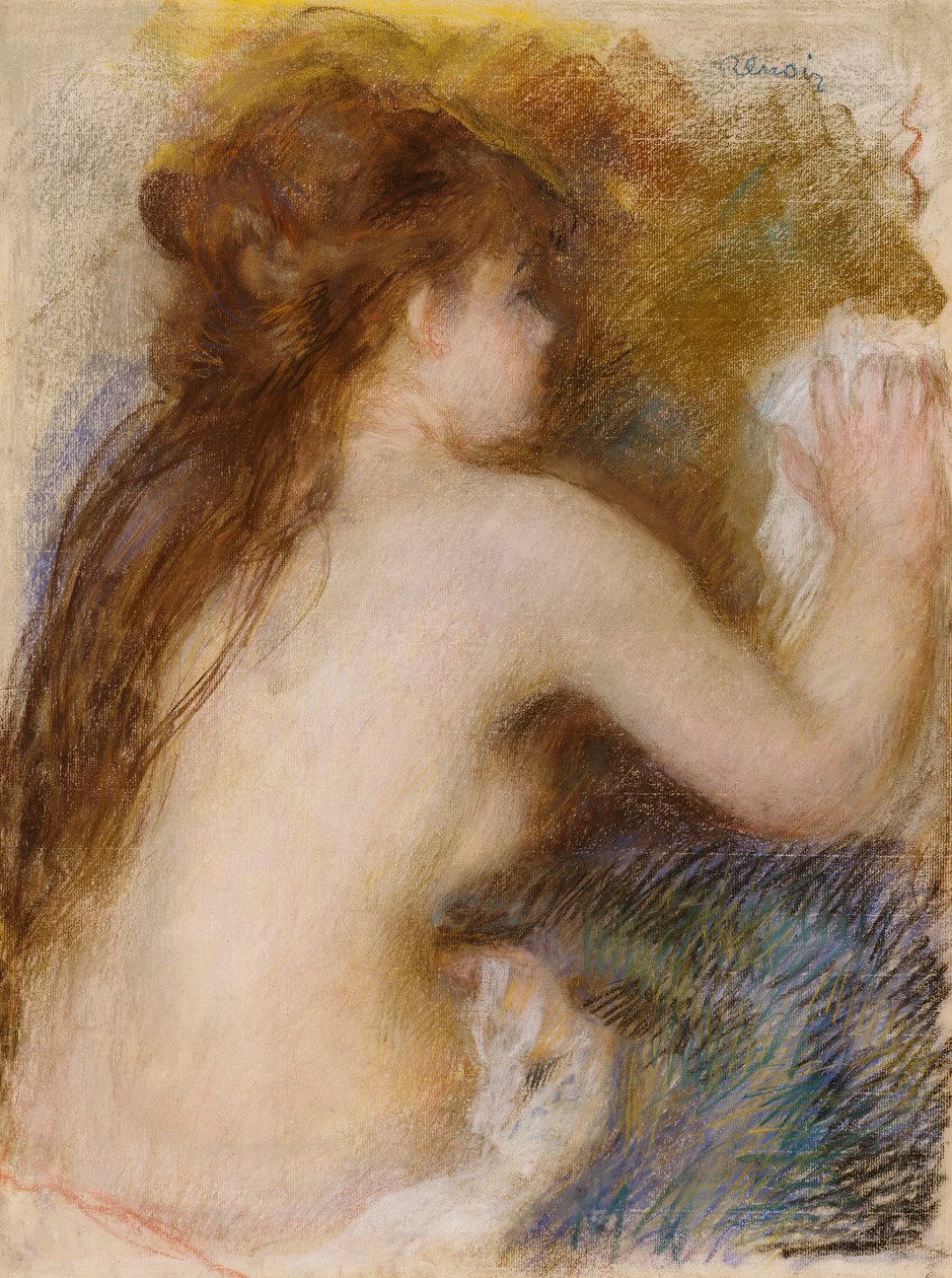 Achteraanzicht van een naakte vrouw, ca. 1879 door Pierre Auguste Renoir