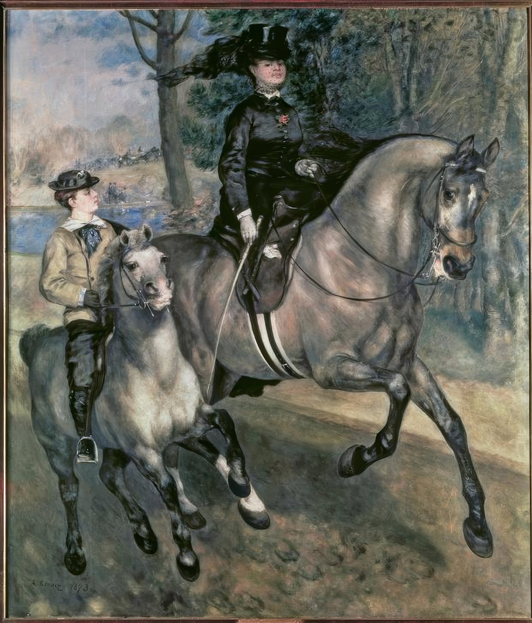 Amazone in het Bois de Boulogne door Pierre Auguste Renoir