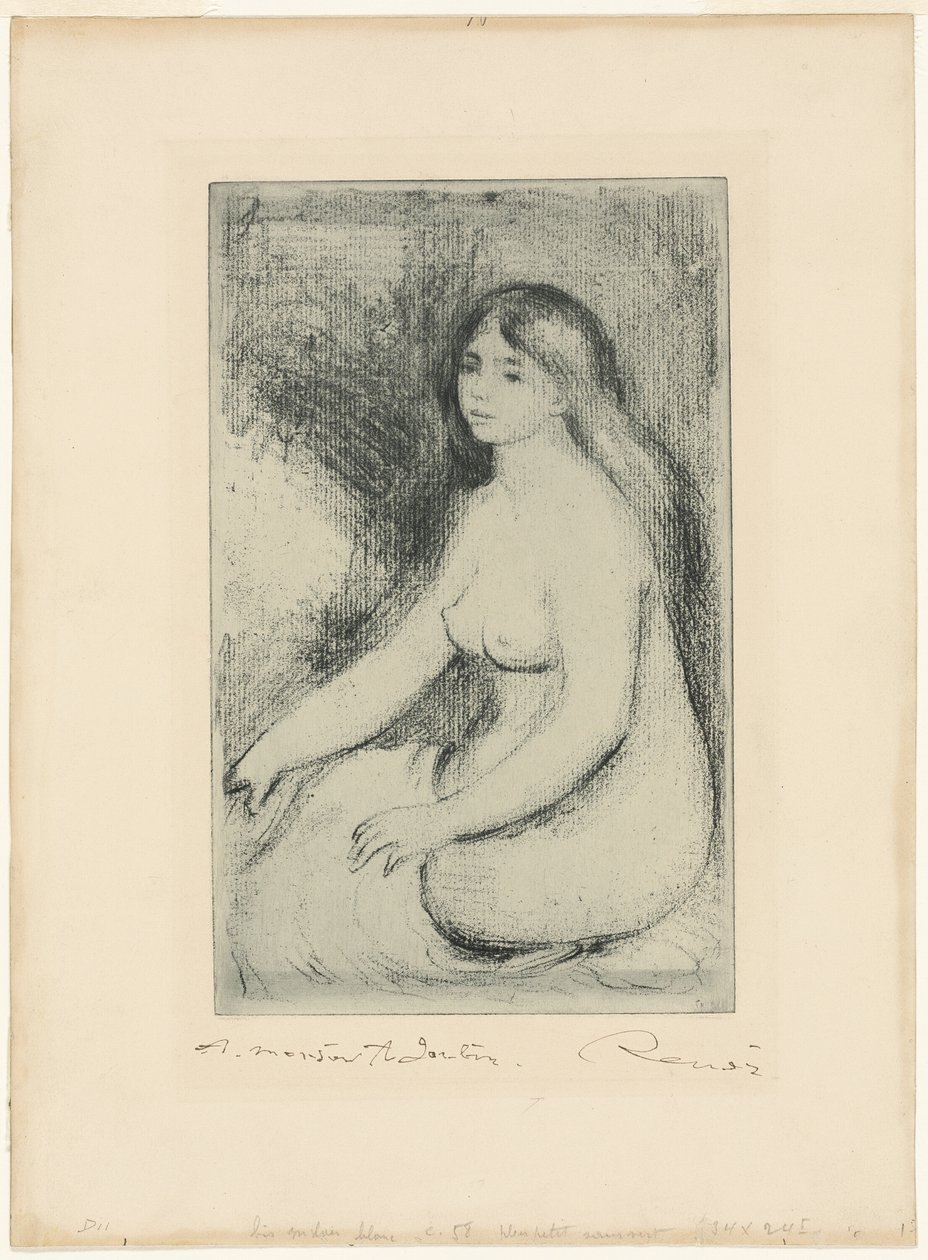 Zittende badende door Pierre Auguste Renoir