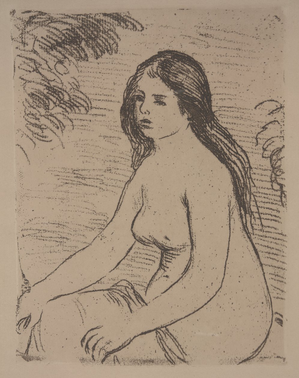 Zittende vrouwelijke naakt door Pierre Auguste Renoir