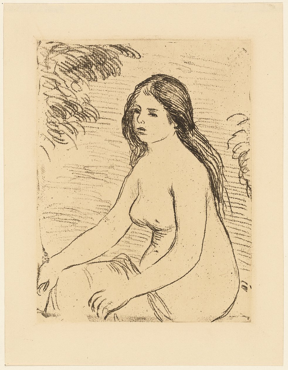 Zittende naakte vrouw door Pierre-Auguste Renoir