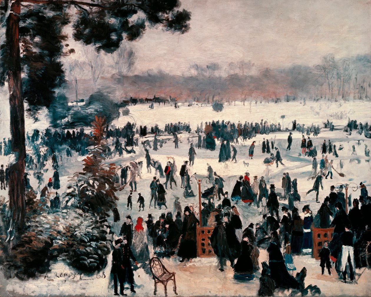Schaatsers in het Bois de Boulogne in Parijs door Pierre Auguste Renoir