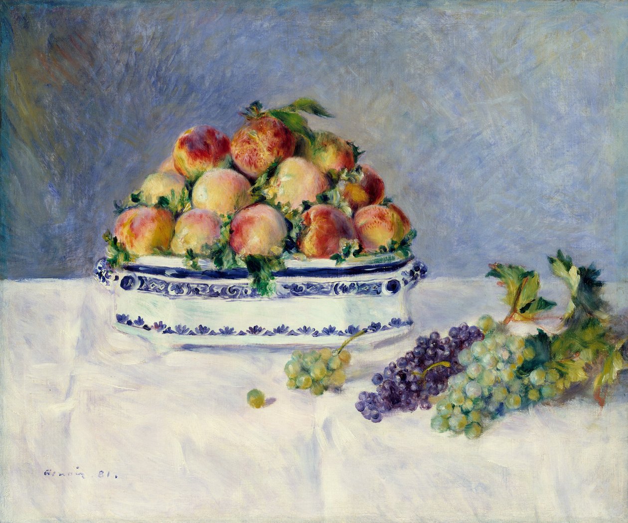 Stilleven met perziken en druiven door Pierre Auguste Renoir