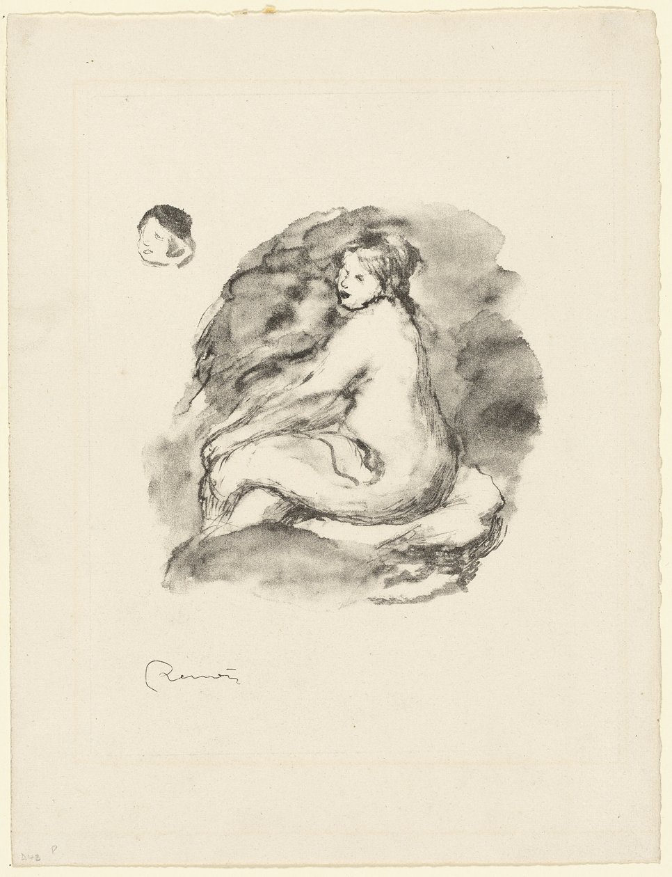 Studie van een zittende naakte vrouw, variant door Pierre Auguste Renoir