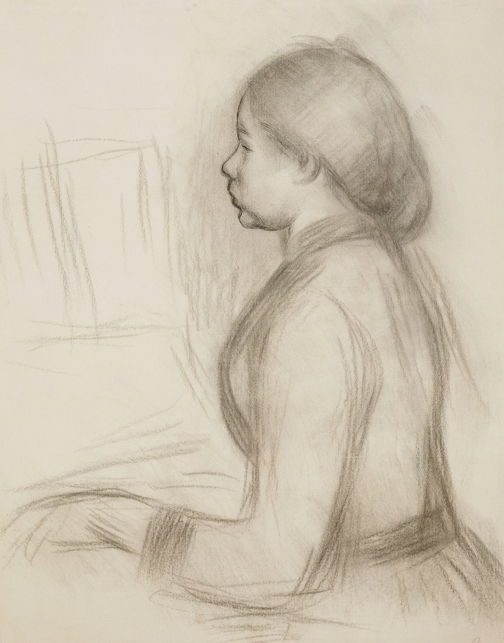 Studie van een Jong Meisje aan de Piano door Pierre-Auguste Renoir