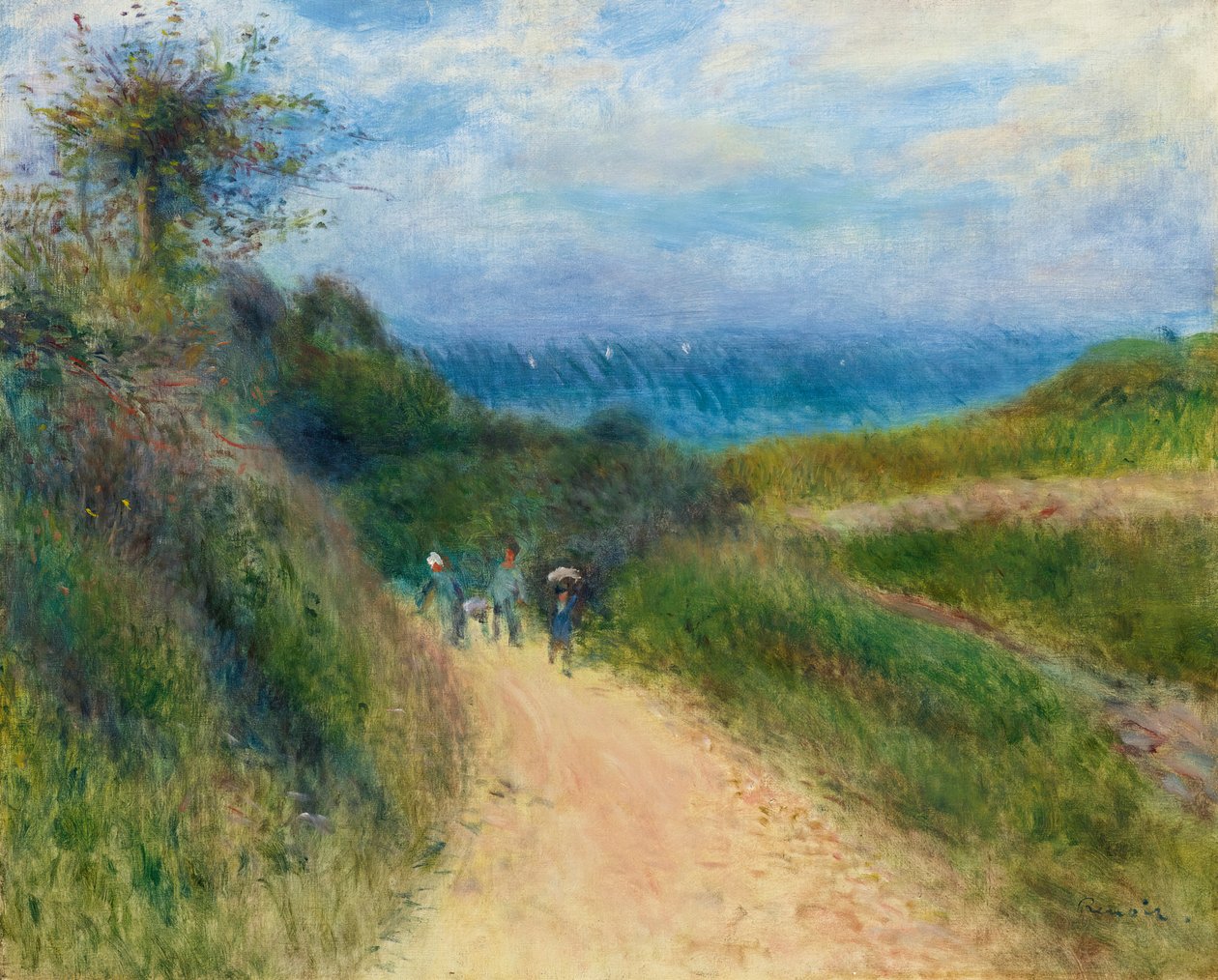 De weg naar Berneval, ca. 1880 door Pierre Auguste Renoir
