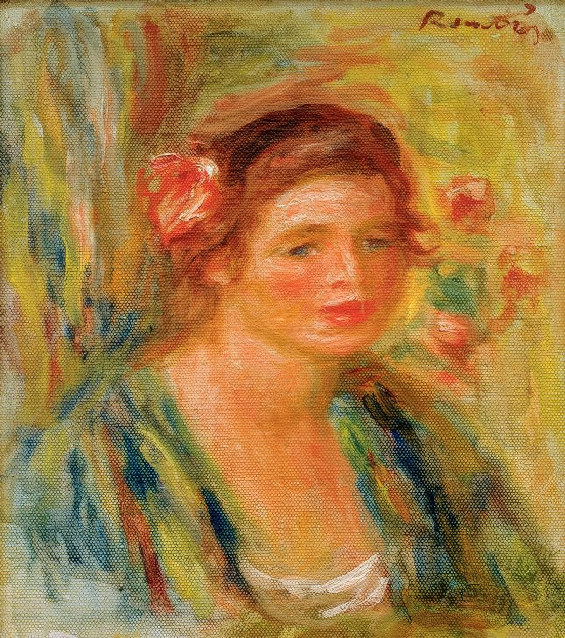 Hoofd van een jonge vrouw (Portret van Gabrielle) door Pierre Auguste Renoir