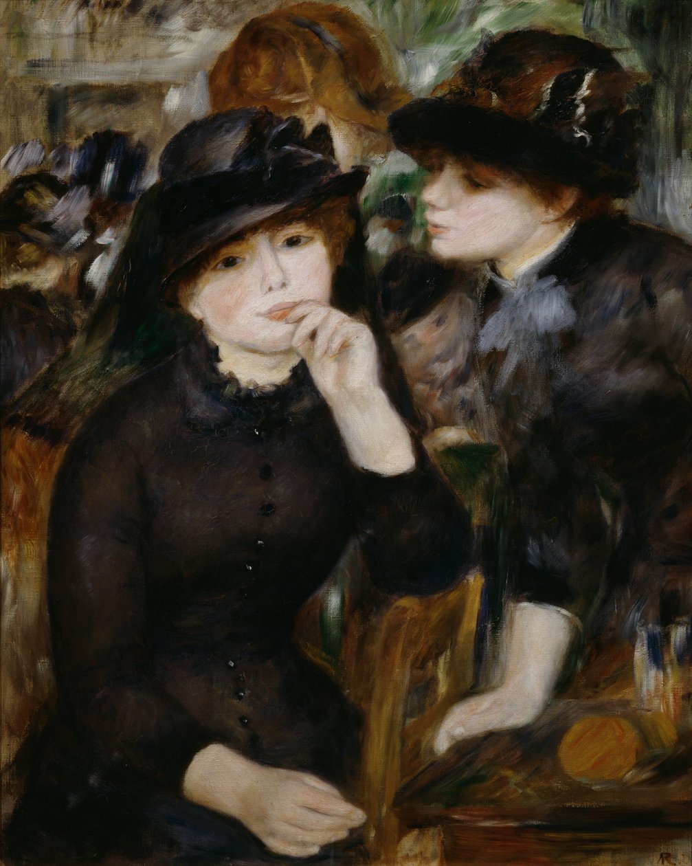 Twee meisjes in het zwart, 1880-1882 door Pierre Auguste Renoir