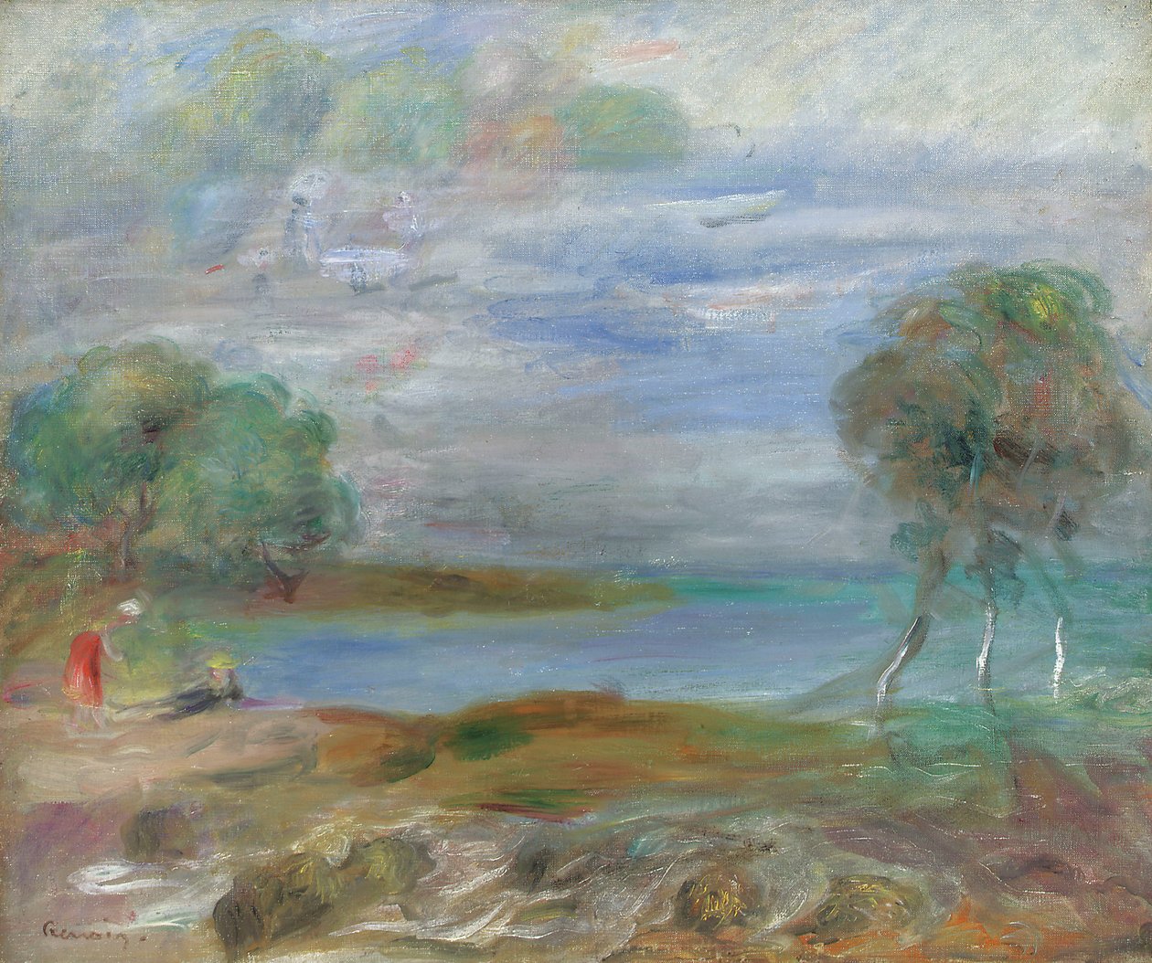 Twee mensen aan de waterkant door Pierre Auguste Renoir