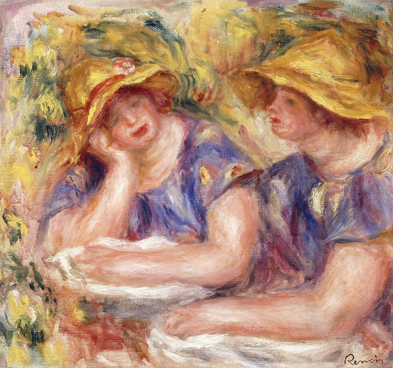 Twee vrouwen in blauwe jurken door Pierre Auguste Renoir