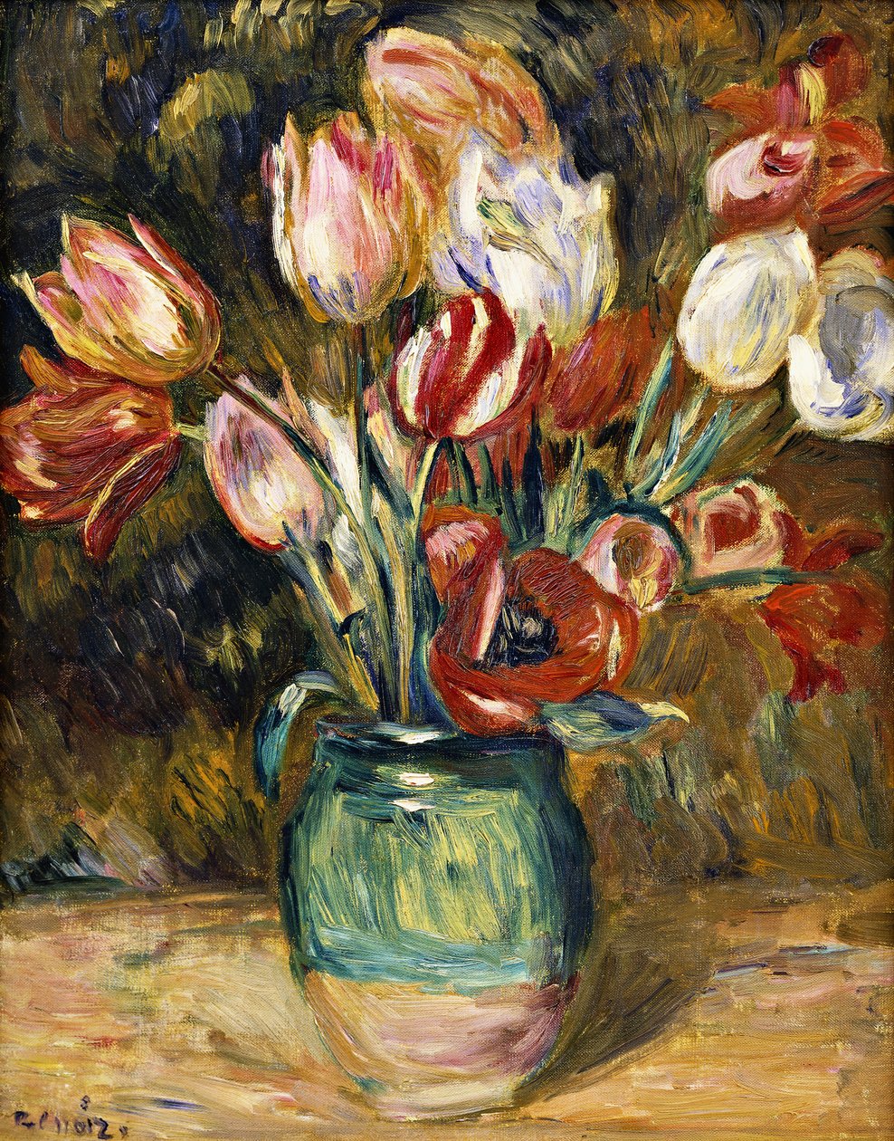 Vaas met bloemen, 1888-89 door Pierre Auguste Renoir