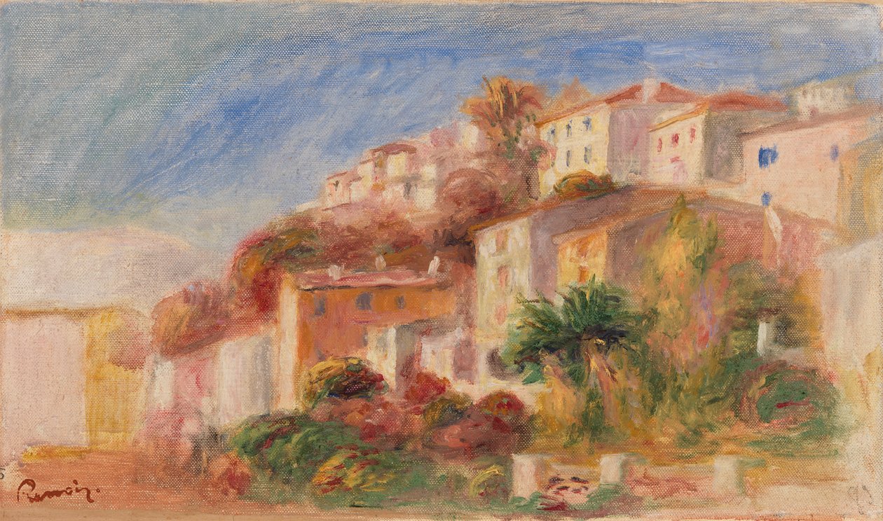Uitzicht vanuit de tuin van het postkantoor, Cagnes door Pierre Auguste Renoir