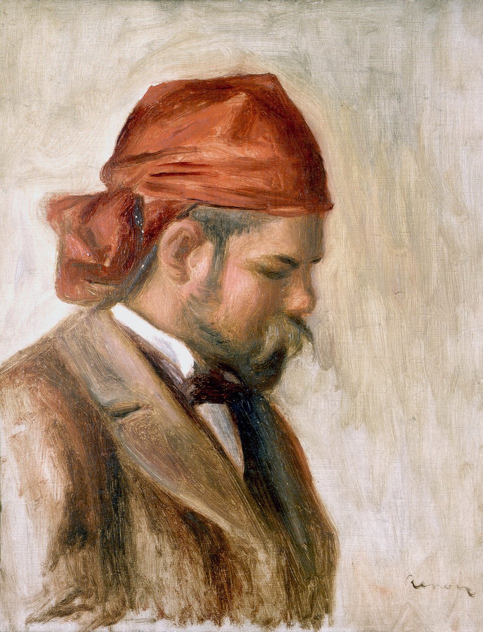 Vollard met een rode sjaal door Pierre Auguste Renoir