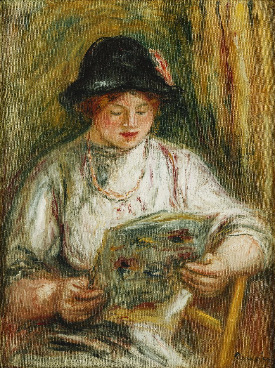 Vrouw Leest, ca. 1910-12 door Pierre Auguste Renoir