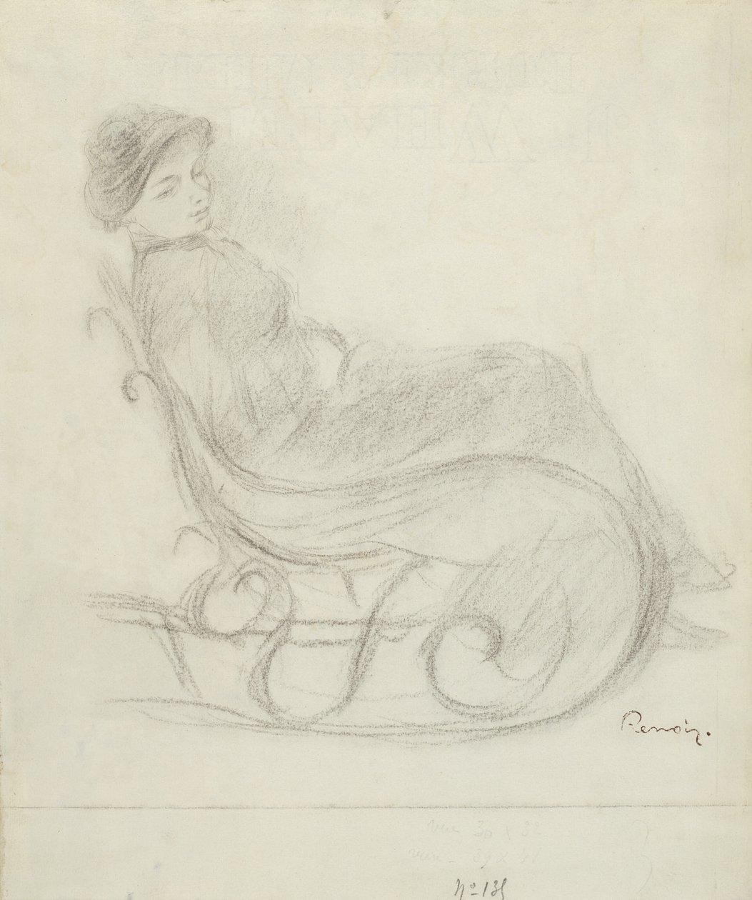 Zittende Vrouw in een Stoel (recto); Vrouw in een Stoel, Gezien van Achteren (verso) door Pierre Auguste Renoir