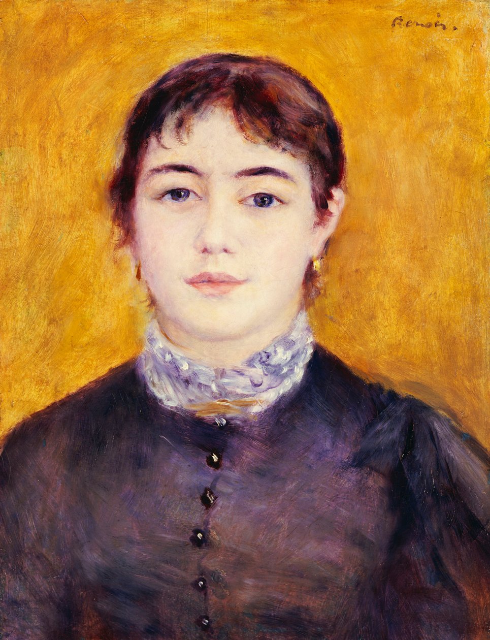 Jonge vrouw in blauw, 1879 door Pierre Auguste Renoir