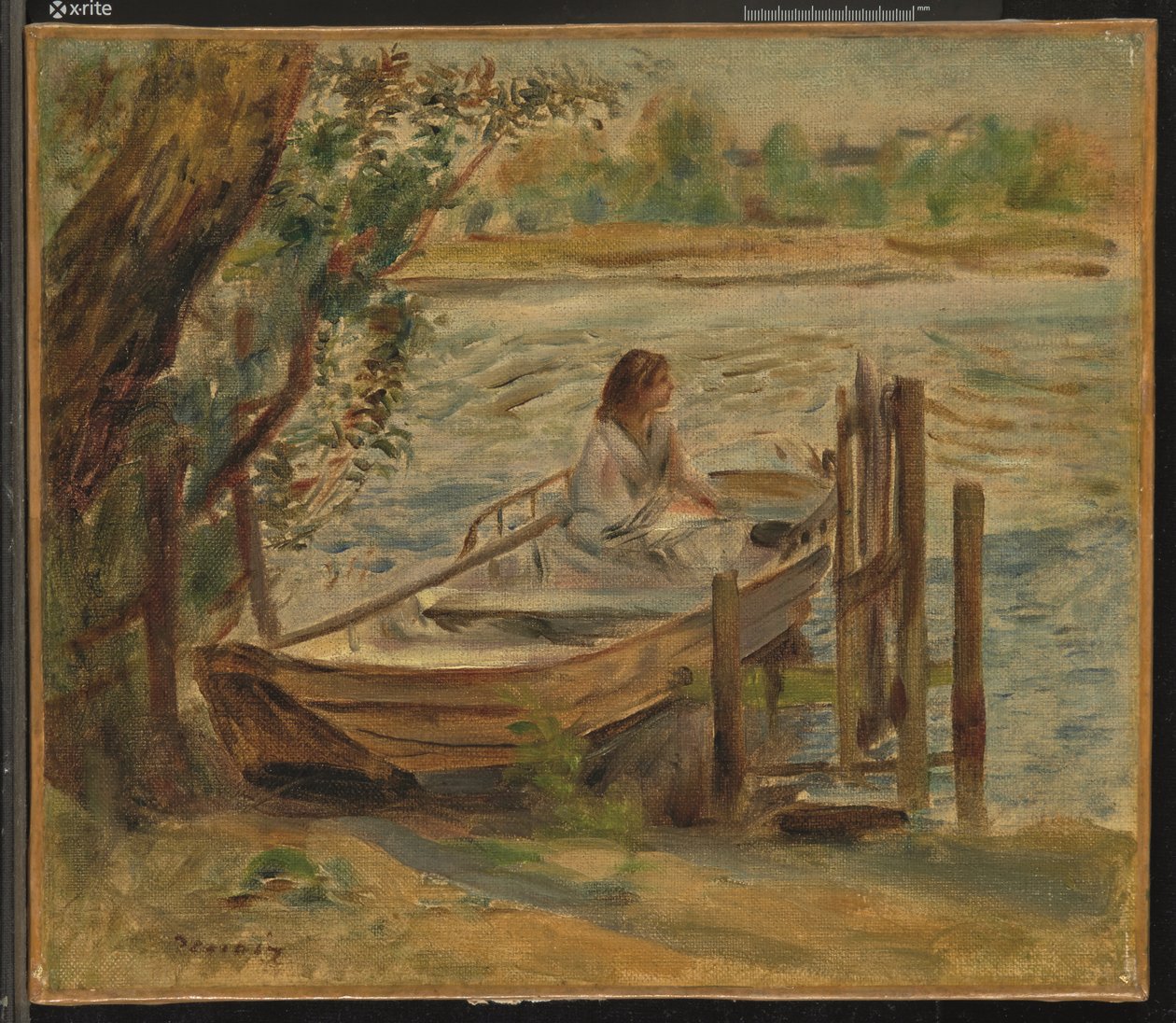 Jonge vrouw in een boot door Pierre Auguste Renoir