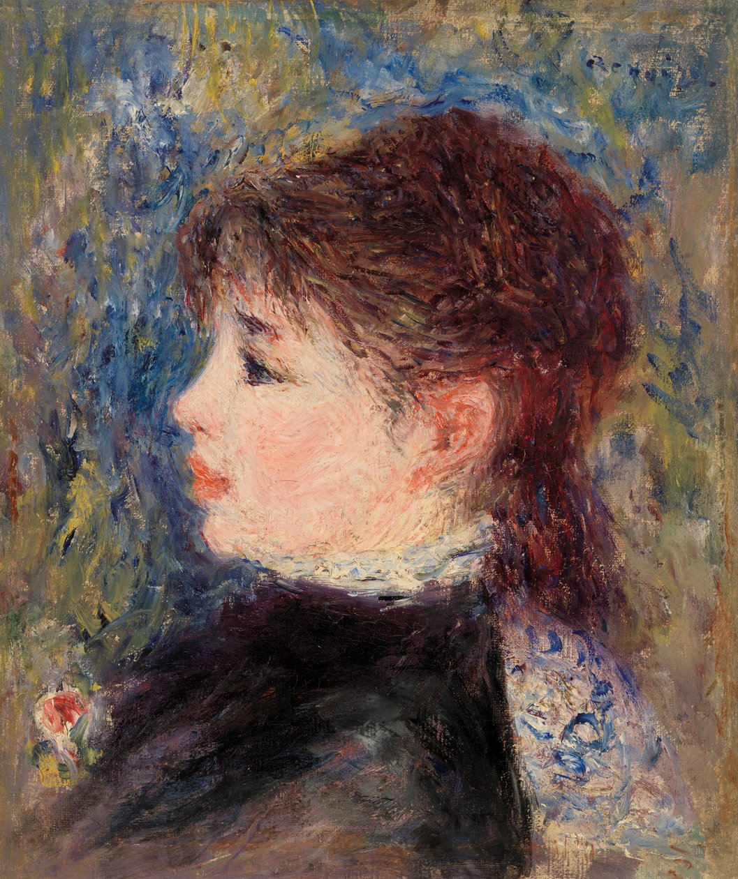 Jonge vrouw met roos door Pierre Auguste Renoir