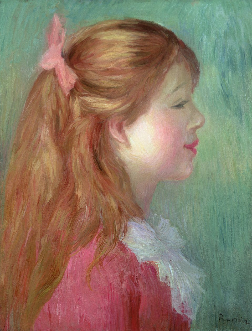 Jong meisje met lang haar in profiel, 1890 door Pierre Auguste Renoir