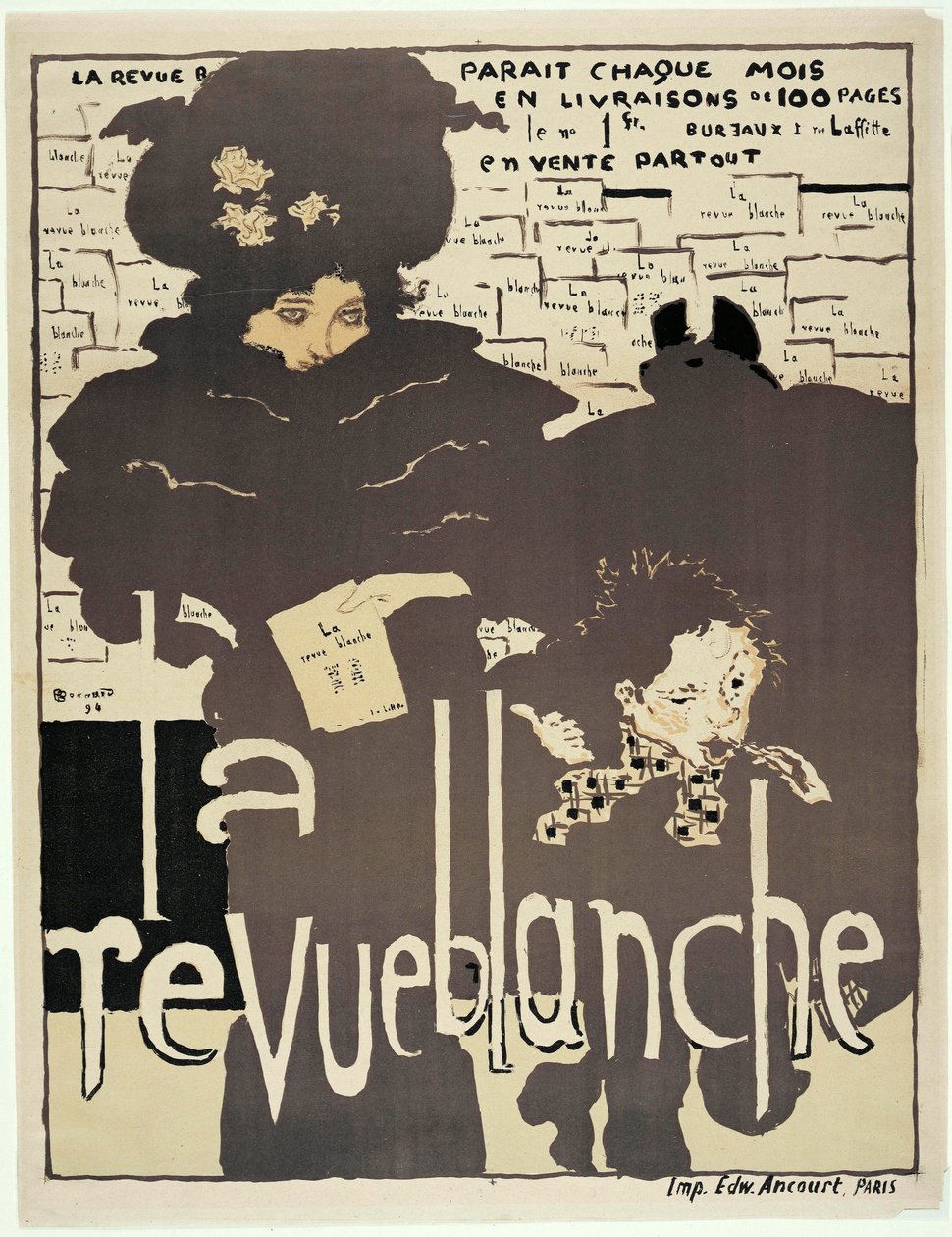 Affiche de presse voor "La Revue blanche". Portret van Misia Sert (1872-1950) (?). Illustratie door Pierre Bonnard (1867-1947) door Pierre Bonnard
