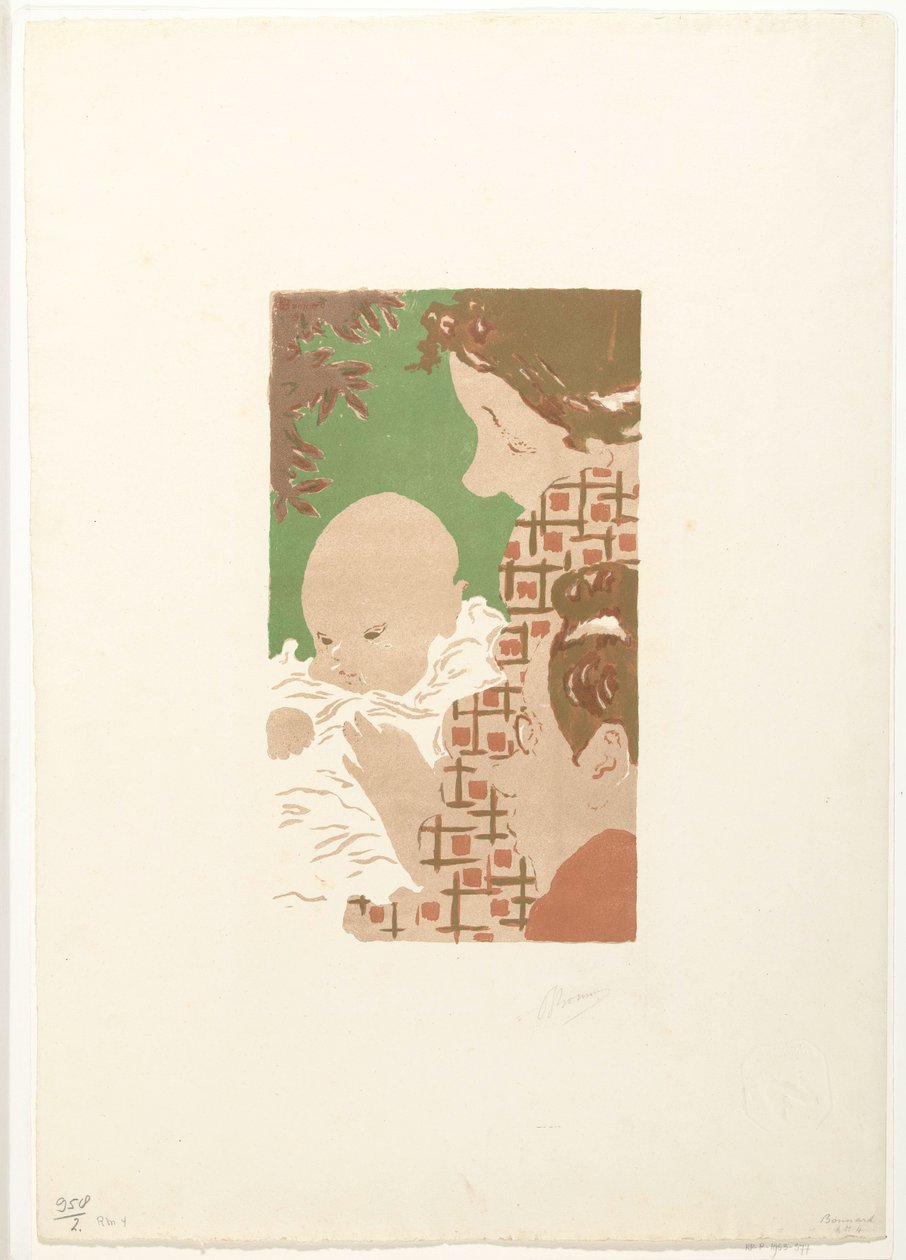 Andrée Terasse met zoontje Jean en broer Pierre Bonnard door Pierre Bonnard