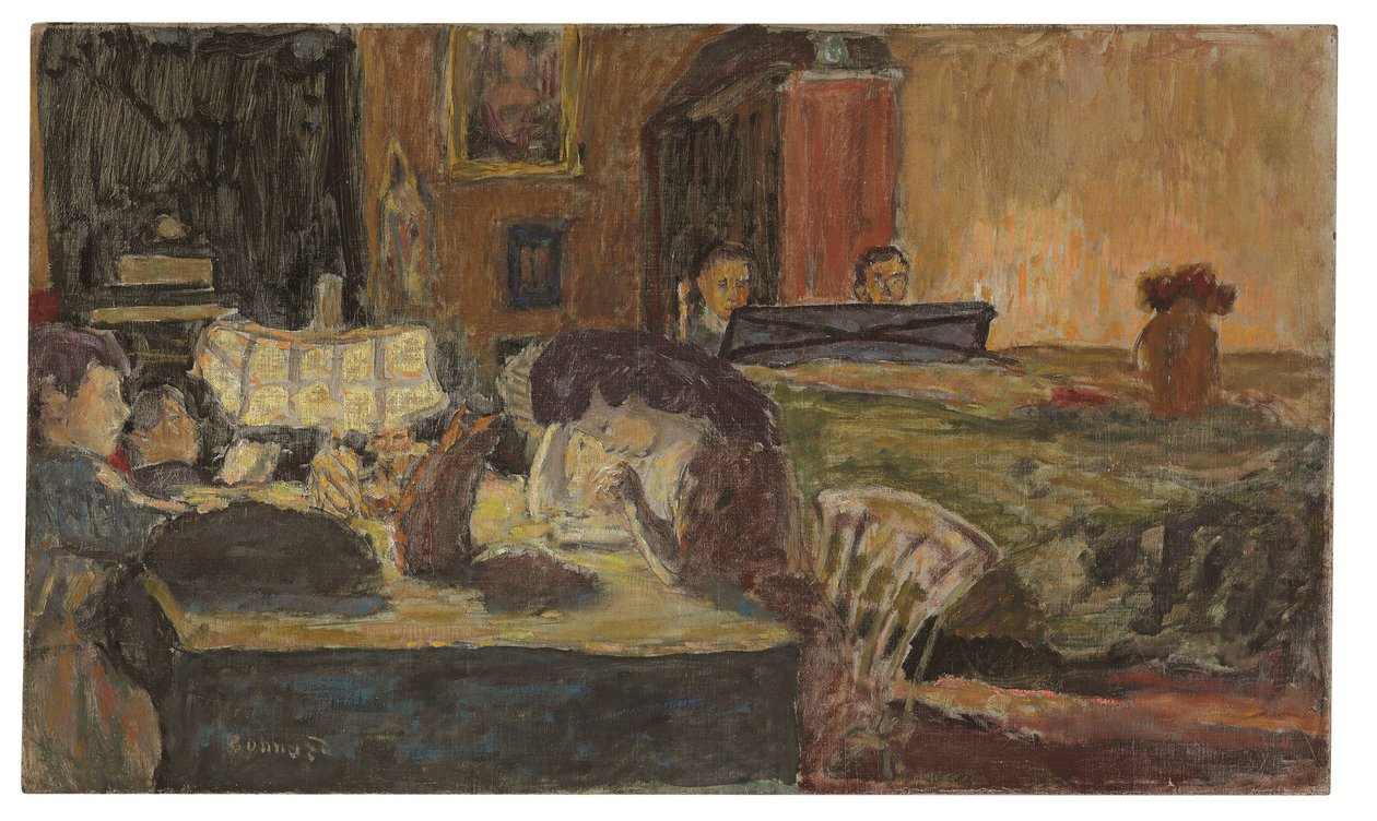 Avond in de Salon door Pierre Bonnard