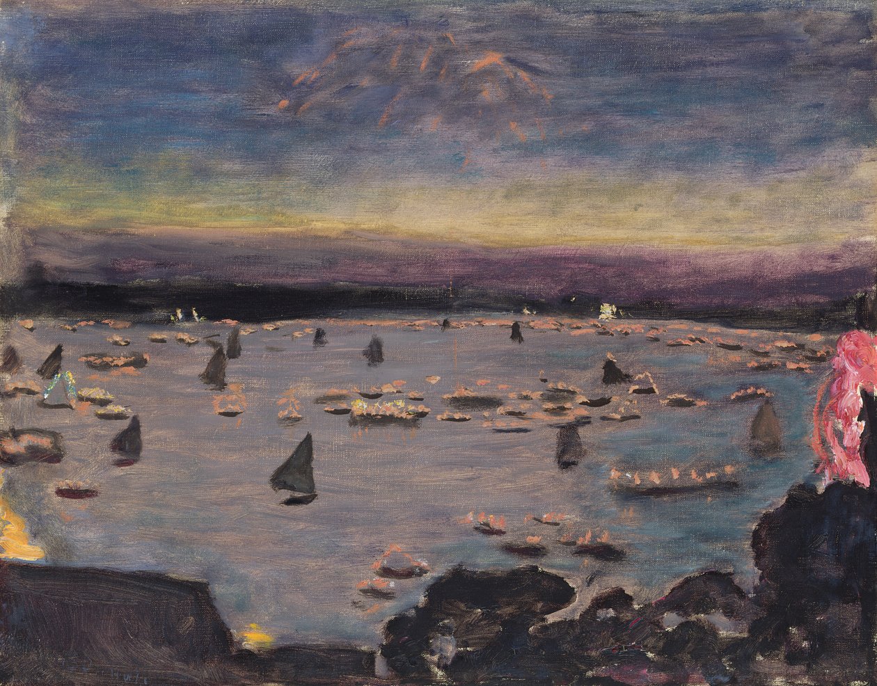 Lantaarnoptocht op de Buiten-Alster, 1913 door Pierre Bonnard