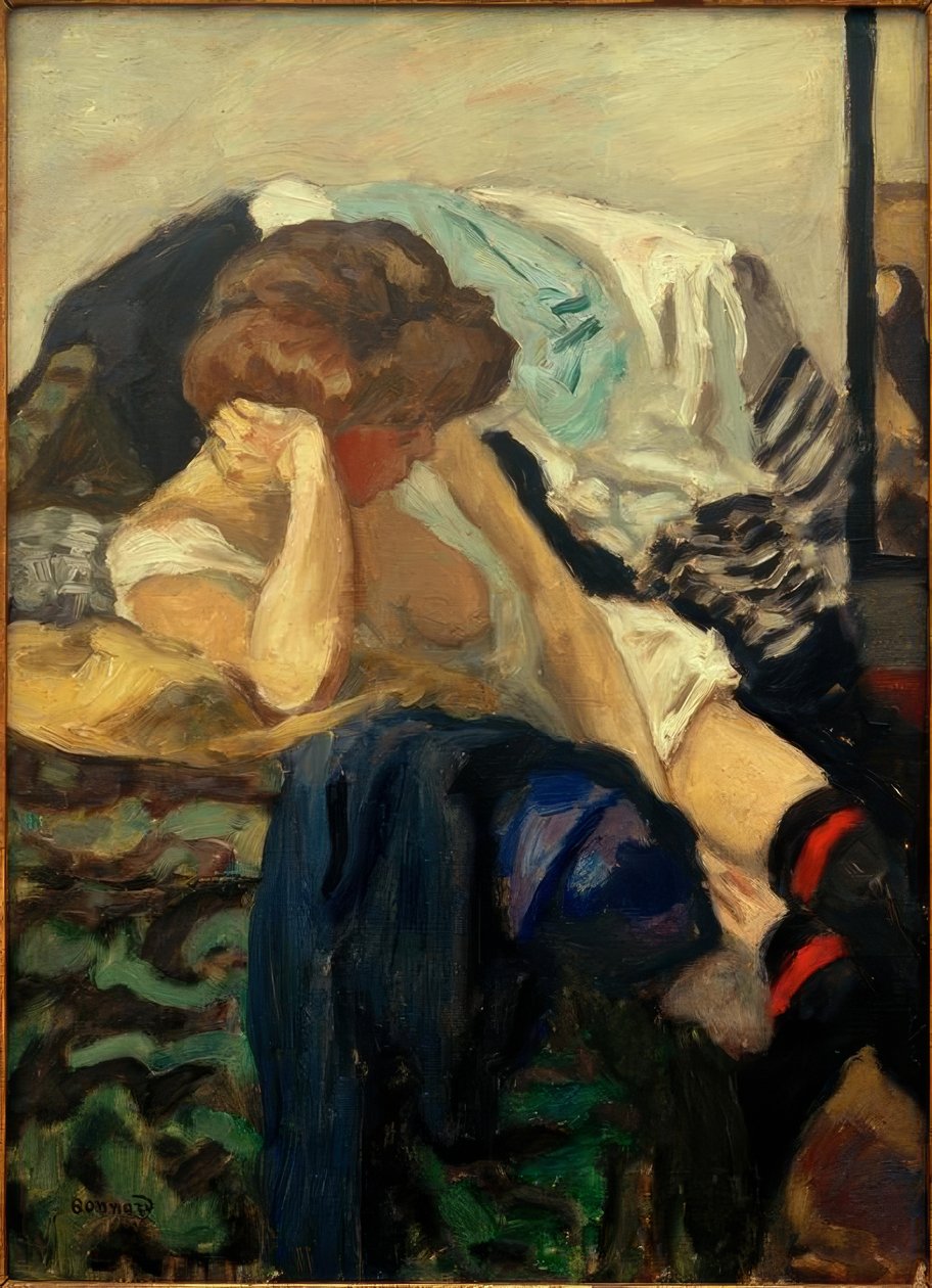 De rode jarretels door Pierre Bonnard