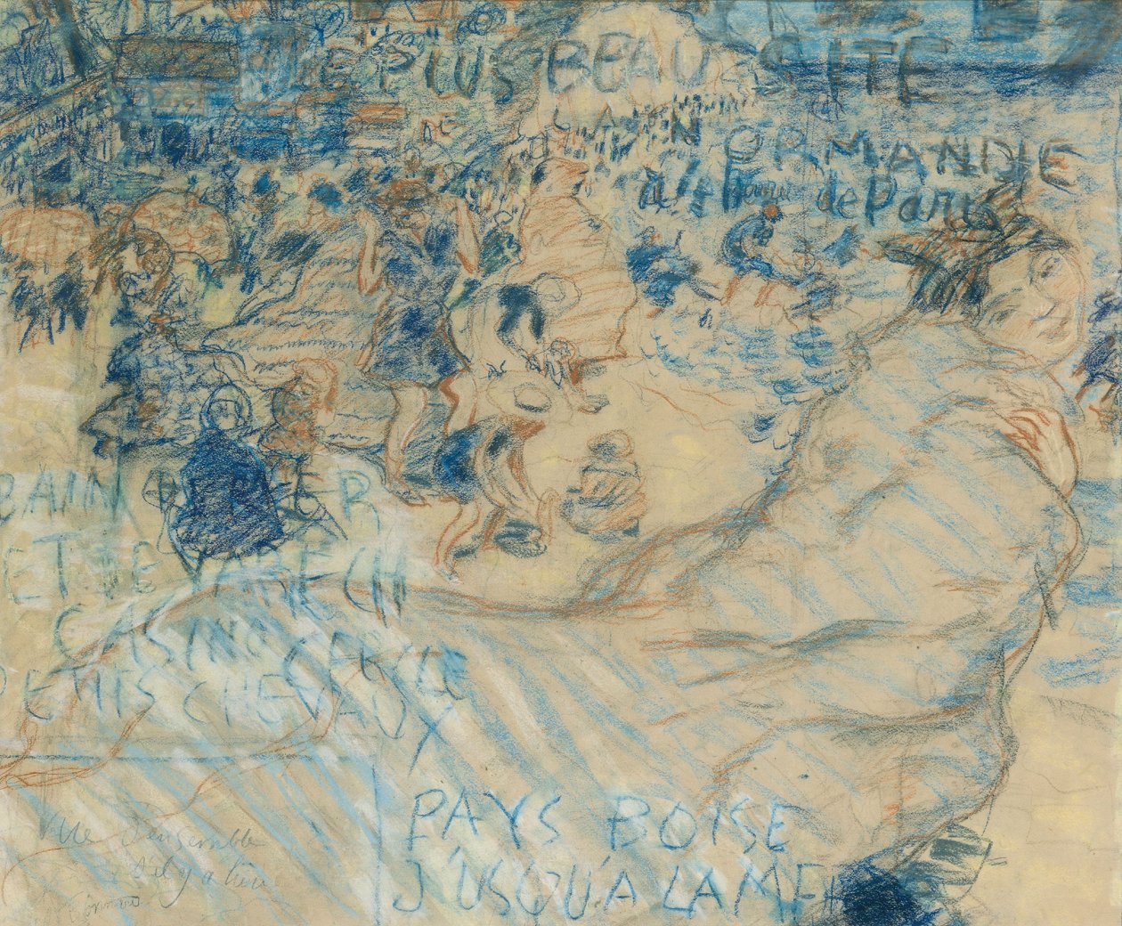 Badplaats in Normandië, c.1897-98 (pastel op karton) door Pierre Bonnard
