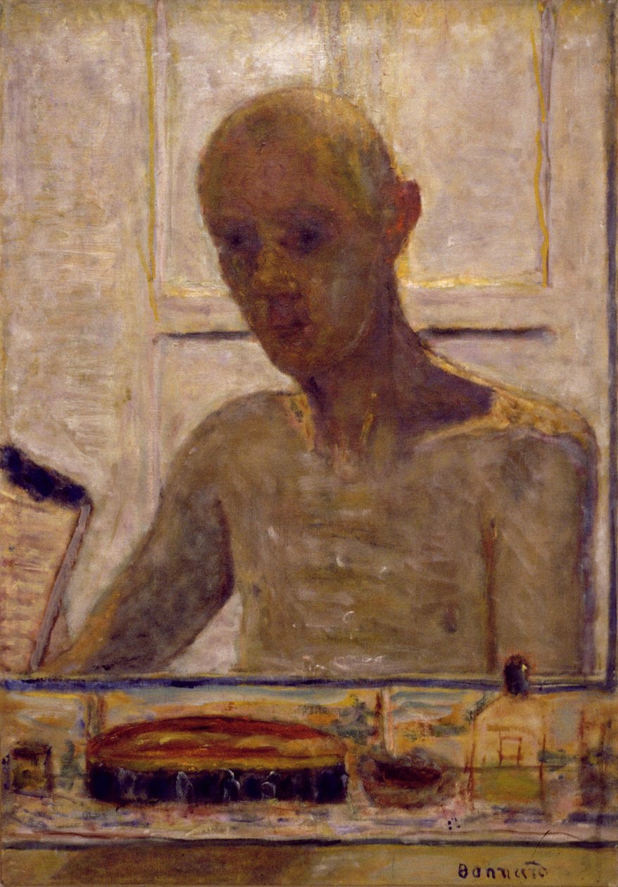 Zelfportret in een scheerspiegel, 1935 door Pierre Bonnard