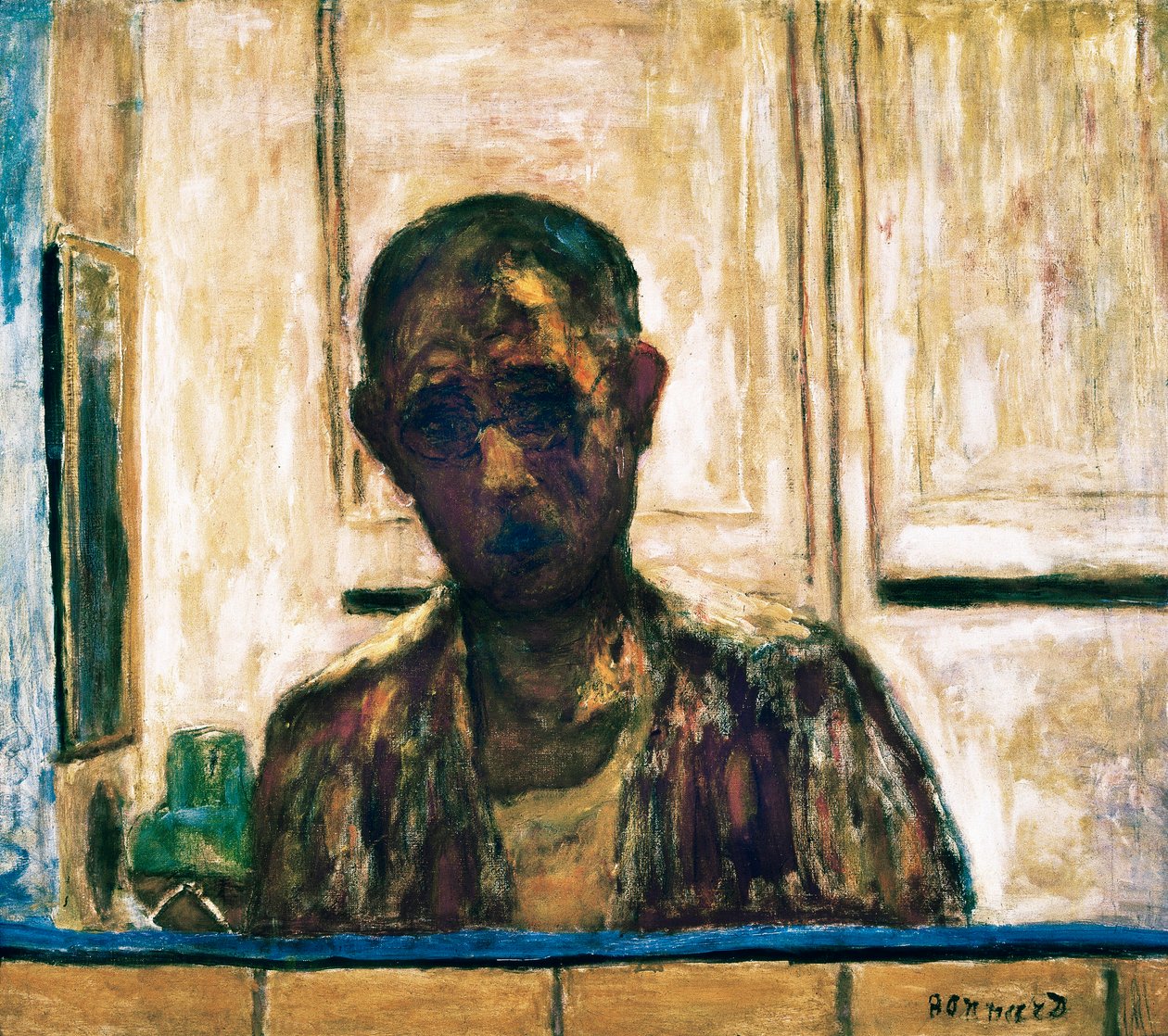 Zelfportret in een scheerspiegel door Pierre Bonnard