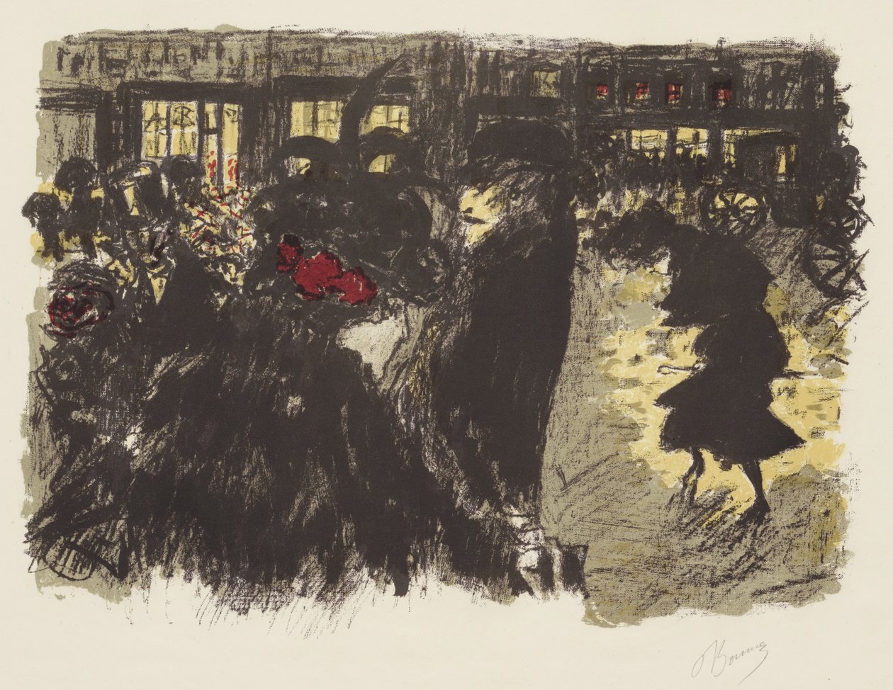 Enkele aspecten van het leven in Parijs, 7: Het plein in de avond, c.1898 door Pierre Bonnard