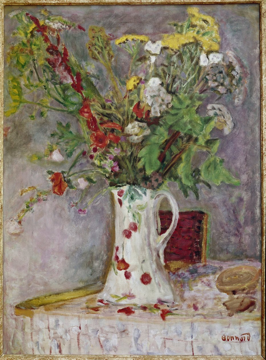 Vaas met bloemen door Pierre Bonnard