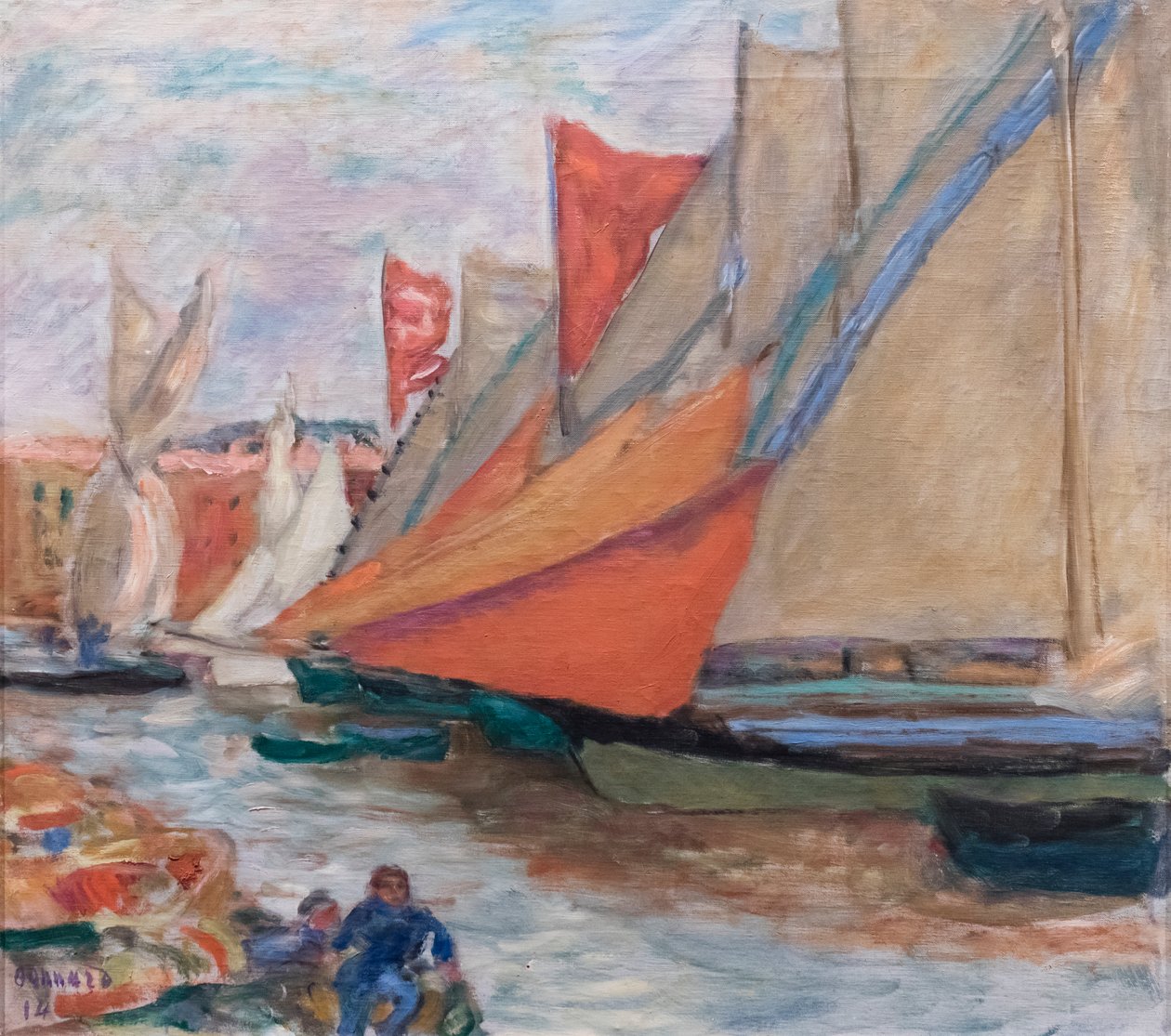 Voiles au sec of Zeilboten in Cannes door Pierre Bonnard