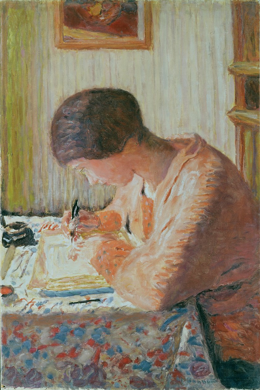 Vrouw aan het schrijven door Pierre Bonnard