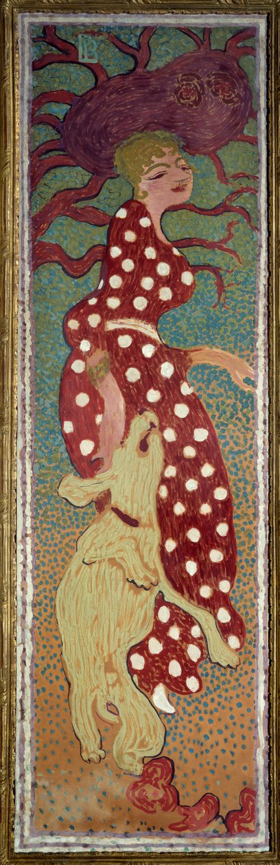 Vrouw in jurk met witte stippen Pierre Bonnard