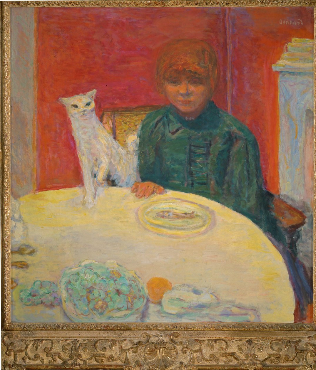 Vrouw met kat of De veeleisende kat (schilderij op doek) door Pierre Bonnard