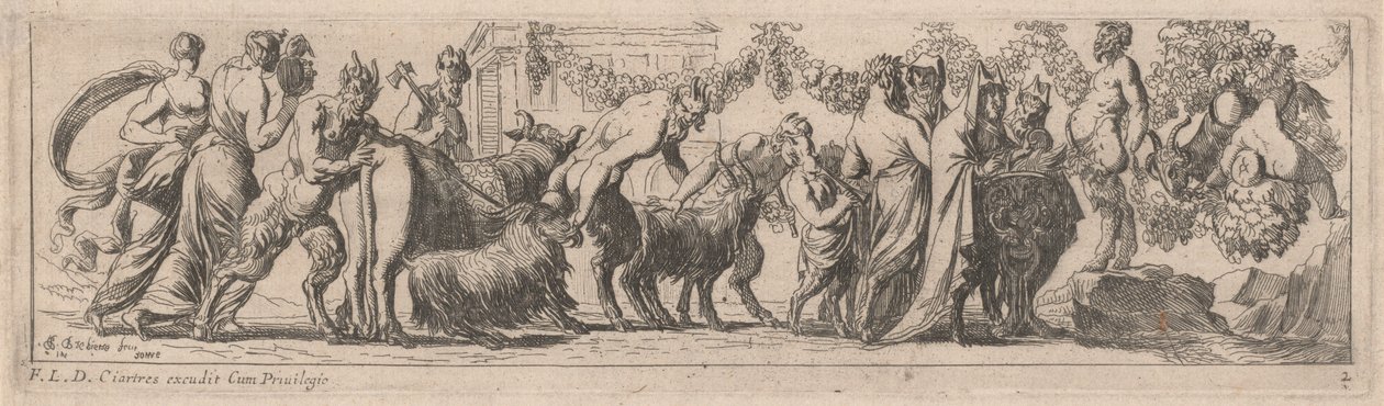 Satyren Brengen Dieren naar een Altaar door Pierre Brebiette