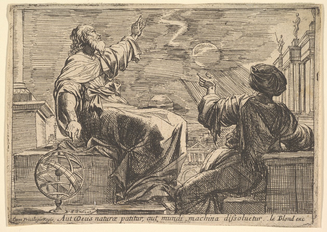 Twee Filosofen die een Zonsverduistering Bekijken, 1615-42 door Pierre Brebiette