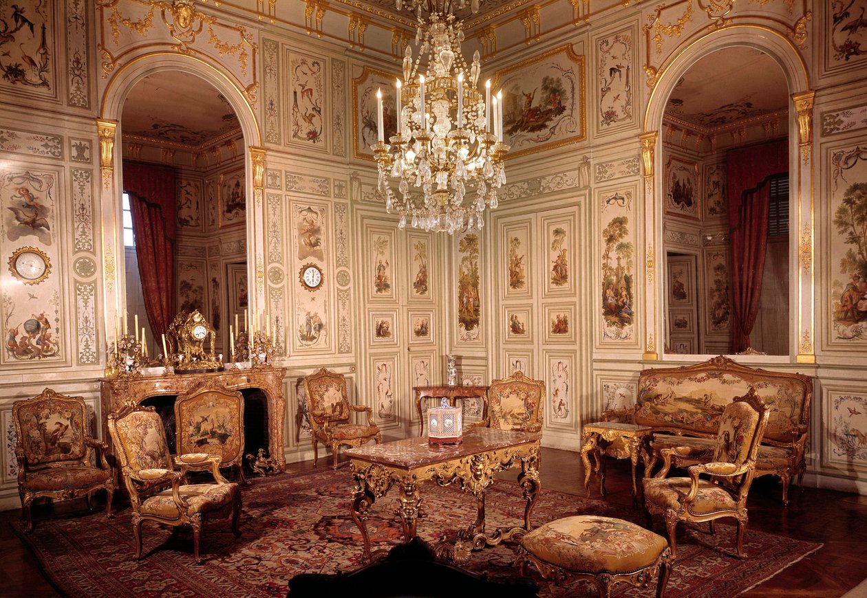 Zicht op de salon van het kasteel van Champs sur Marne, gerealiseerd door architecten Pierre Bullet en zijn zoon Jean Baptiste Bullet de Chamblain tussen 1699 en 1706 door Pierre Bullet