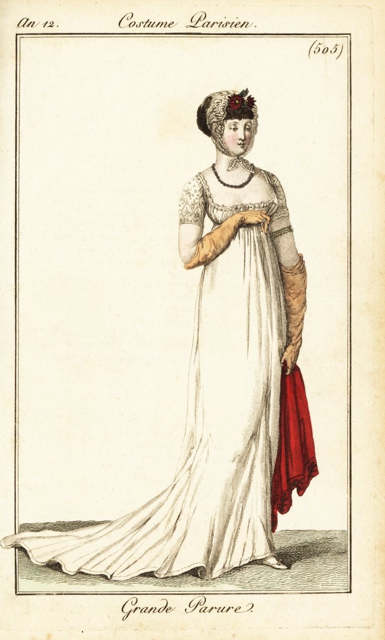 Vrouw in formele kleding getekend in de Opera, Parijs door Pierre Charles Baquoy