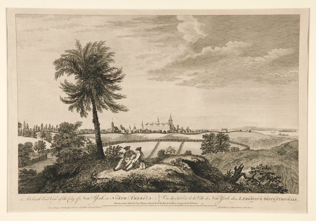 Een zuidoostelijk uitzicht op de stad New York, in Noord-Amerika door Pierre Charles Canot