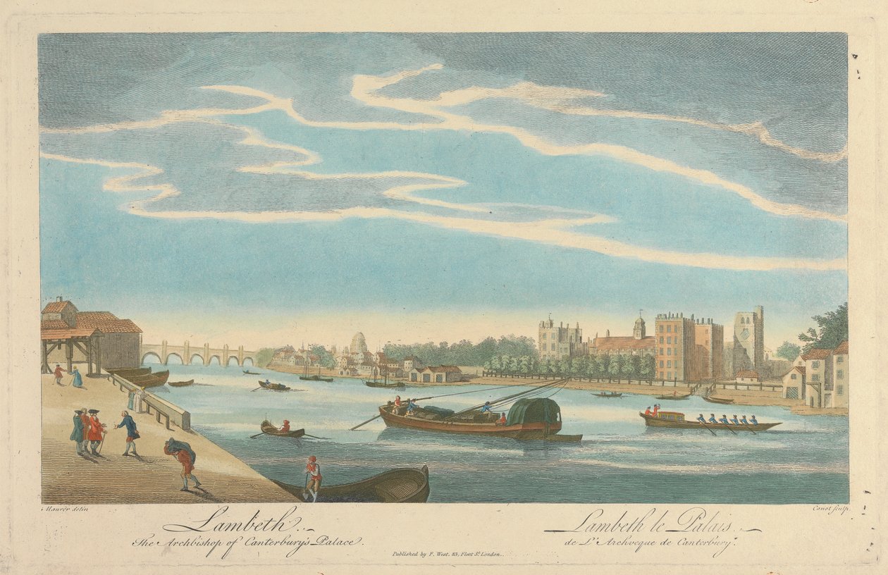 Lambeth. Het paleis van de aartsbisschop van Canterbury door Pierre Charles Canot