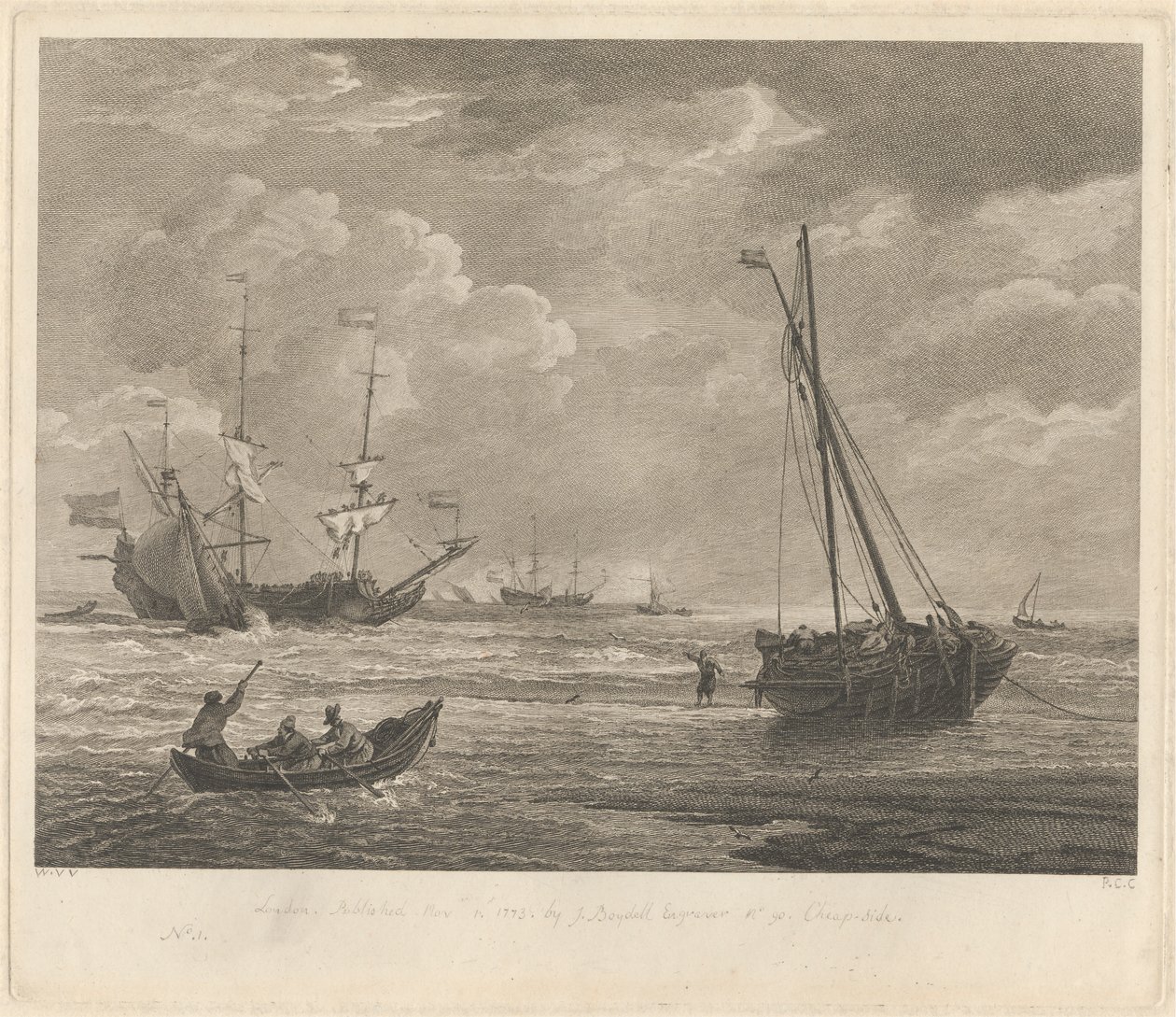 Maritieme studie nr. 1 door Pierre Charles Canot