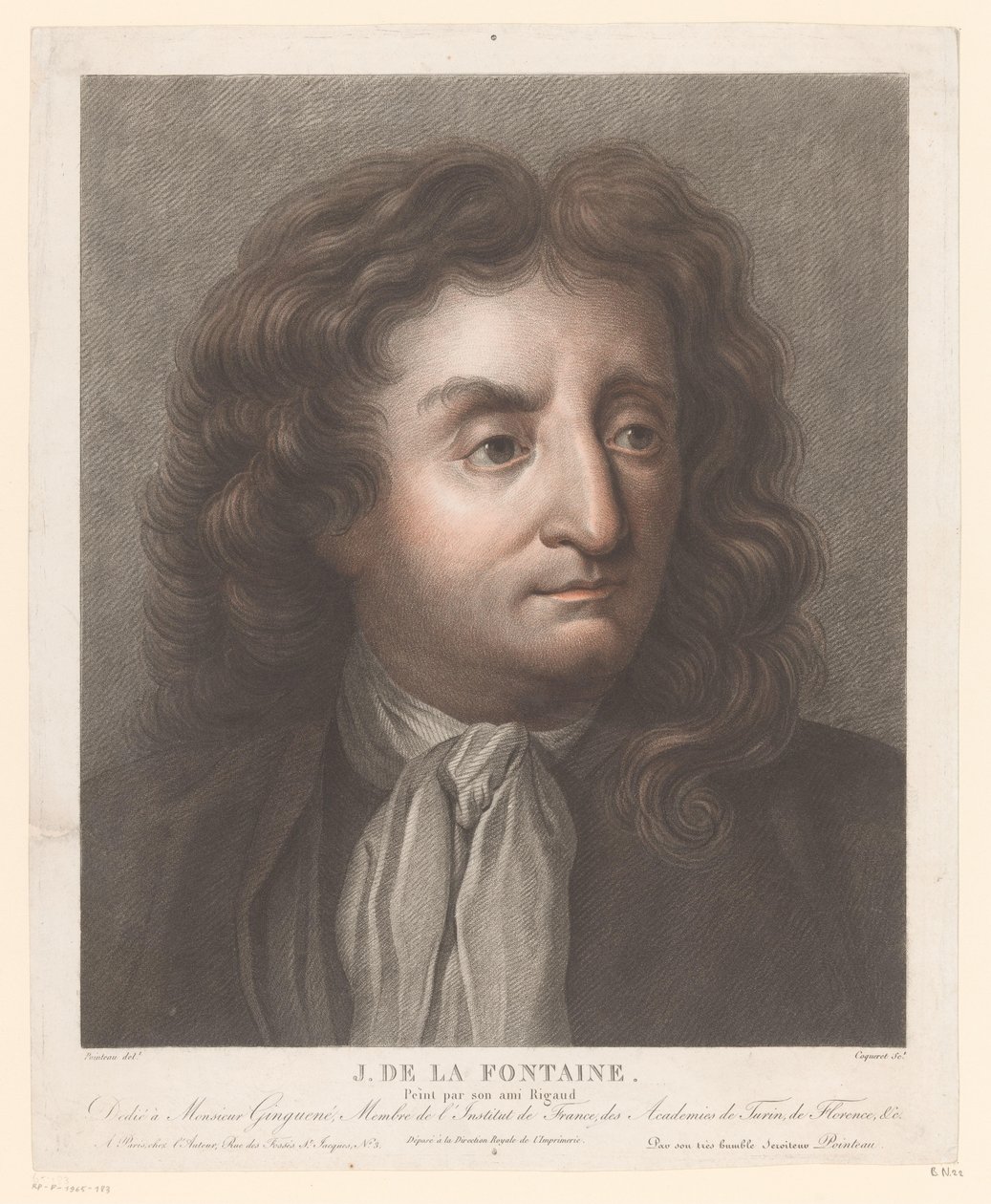 Portret van Jean de La Fontaine door Pierre Charles Coqueret