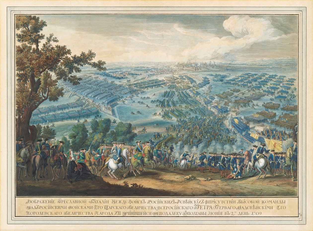 De Slag bij Poltava op 27 juni 1709 door Pierre Denis II Martin