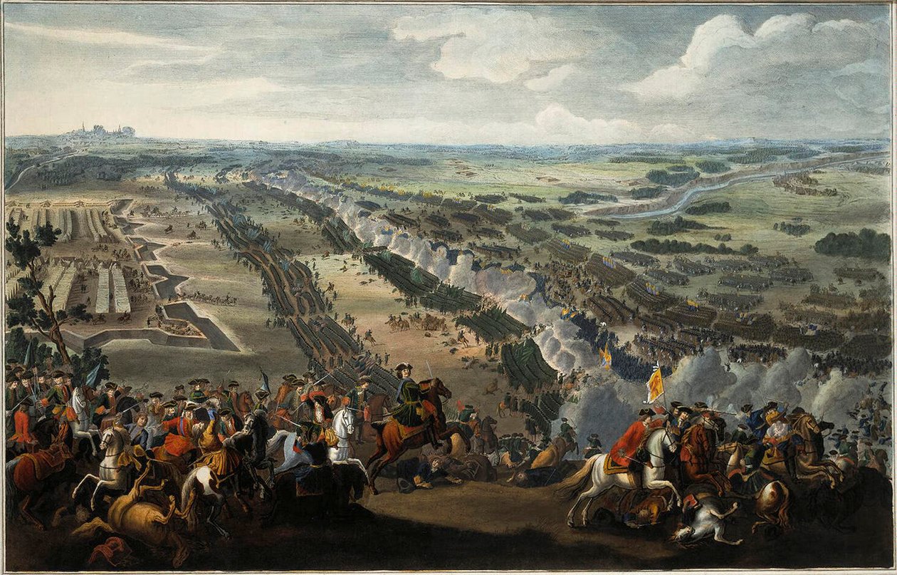 De Slag bij Poltava op 27 juni 1709 door Pierre Denis II Martin