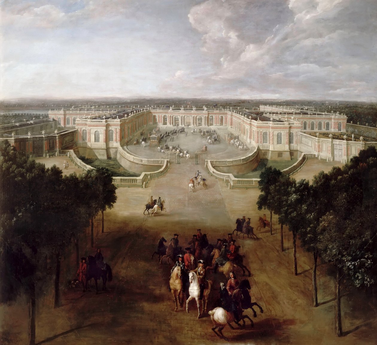 Uitzicht op het Grand Trianon vanaf de Avenue door Pierre Denis II Martin